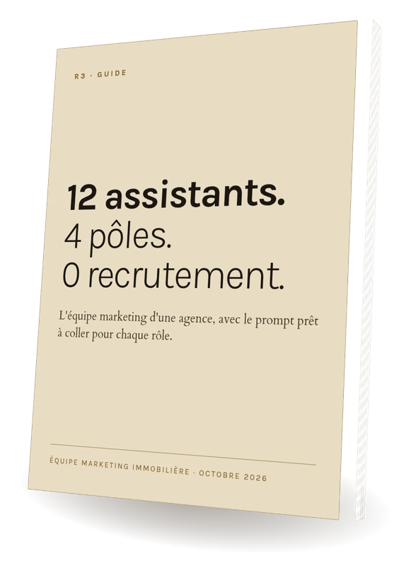 Le guide R3 présenté comme un livre : 12 assistants, 4 pôles, 0 recrutement, octobre 2026.
