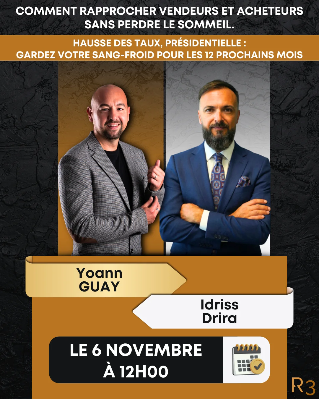 Affiche de la masterclass du 6 novembre : Yoann Guay et Idriss Drira, à 12 h.